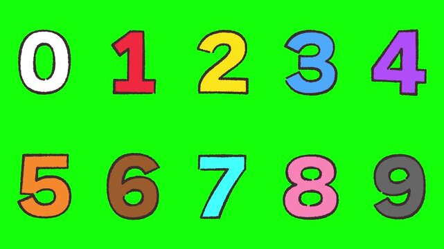 カラフルな数字が跳ねたりカクカク動くアニメーションセット