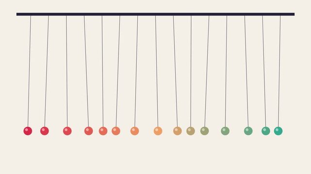 Colourful pendulum wave of balls on strings seamless loop