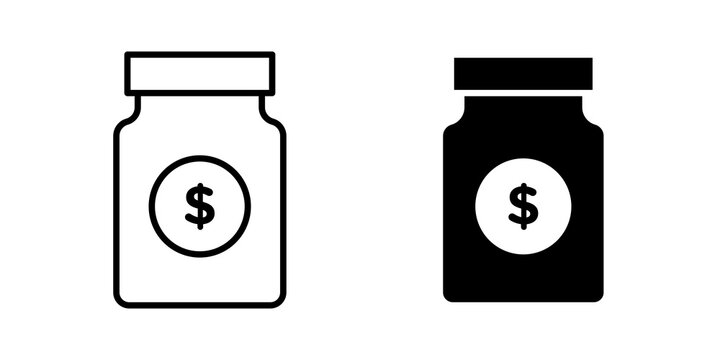 tip jar icon flat outline in black