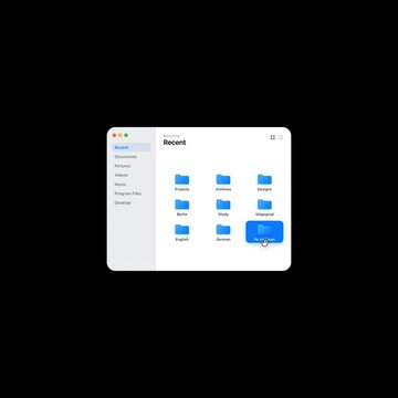 macOS Finder File Manager Widget Interface Animation Background for Desktop and Web Apps