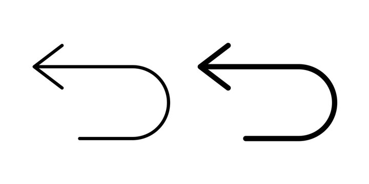 Undo icon flat outline in black