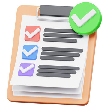 Learning Outcome Checklist with Green Checkmark 3D Icon