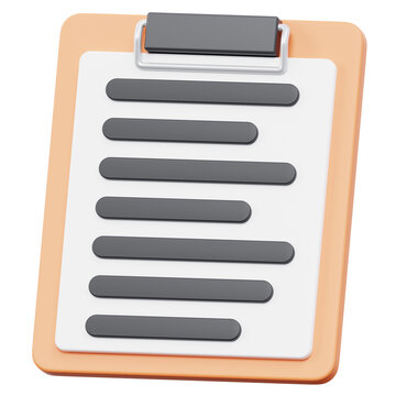 Syllabus Document Clipboard with Text Lines 3D Icon