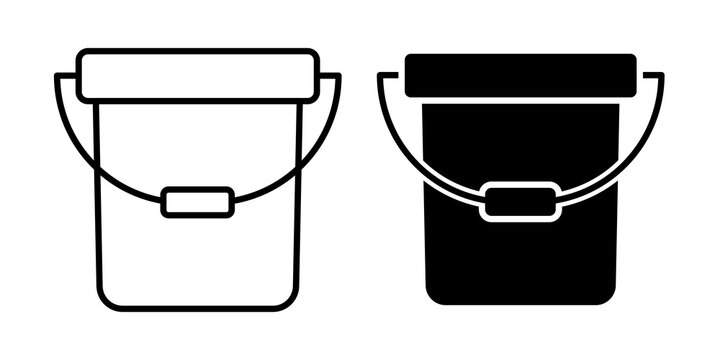 Water bucket icon flat outline in black