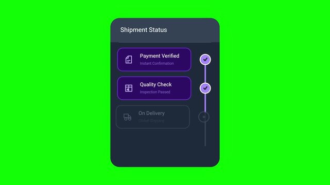 shipment status tracking widget on green screen