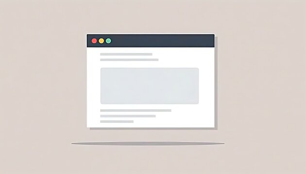 Browser window mockup with text content on beige background for website presentation and design.