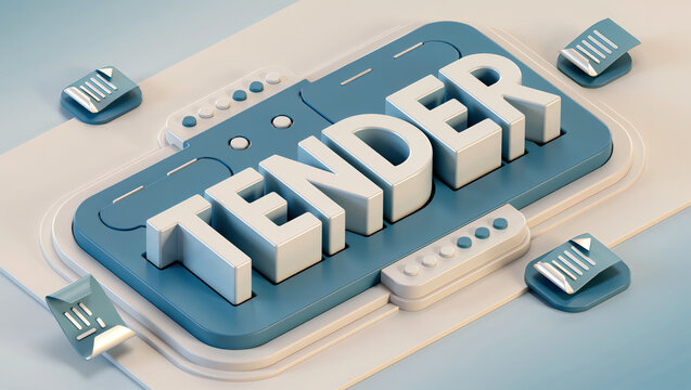 Automated tender system with TENDER text on a digital platform for e-procurement, vendor data, bid processing and contract automation.