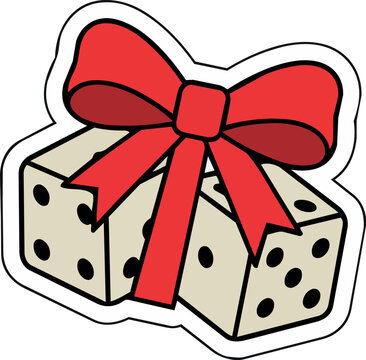 Christmas Casino Dice Gift with Red Bow