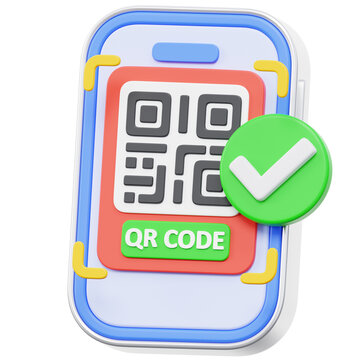 QR Code Verified Phone Screen 3D Icon