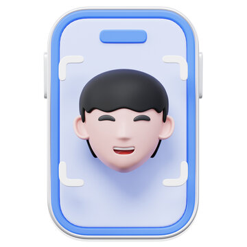 Face Unlock Facial Recognition Phone 3D Icon