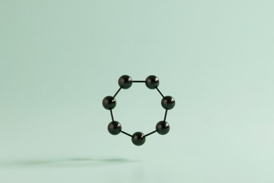 Alternating ring of six carbon atoms above a mint surface, aromatic chemistry