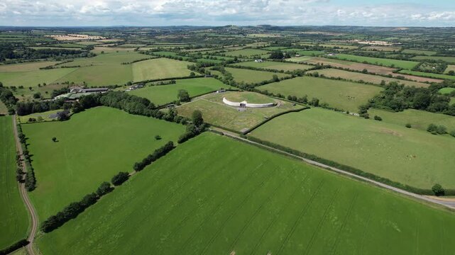 Drone approach to Newgrange passage tomb in the Boyne Valley Ireland