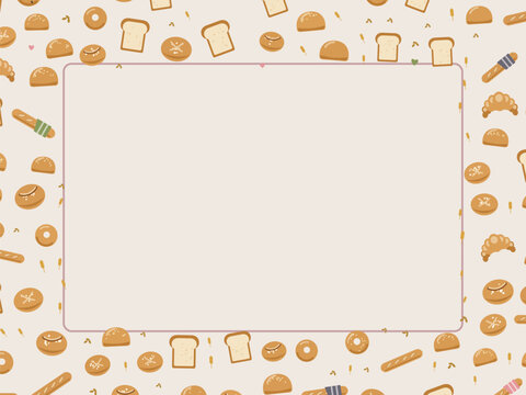 Fresh Bakery Breads Decorative Frame Border