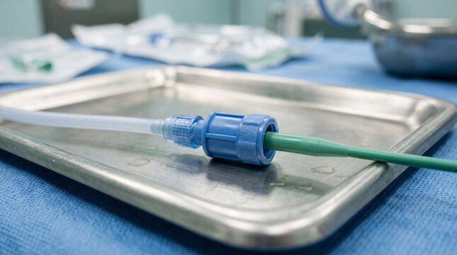 Sterile Radial Artery Sheath and Catheter Connector on Surgical Tray