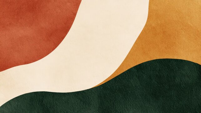 a vibrant and dynamic poster with abstract elements that could represent mountains, waves, or perhaps artistic stylizations of nature