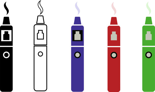 Vape Pen Icon Set, and Electronic Vaporizer Symbols, Smoking Device, E-cigarette and Product Illustration