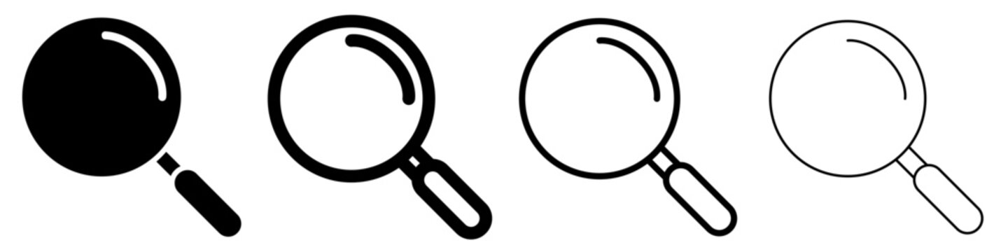Magnifying glass line icon set for search and zoom
