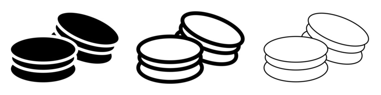Coin stack mixed style icon set for finance