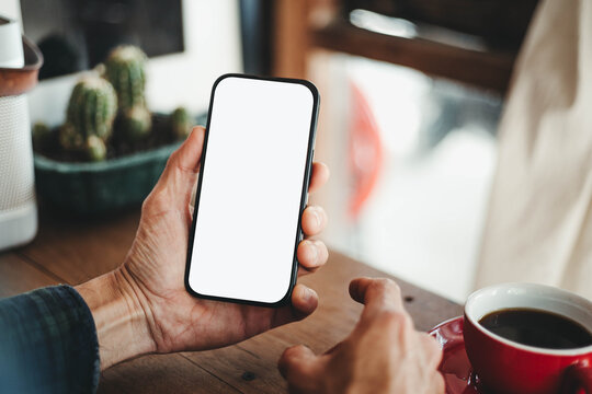 mobile phone blank white screen mockup.texting using cell phone.background empty space for advertise.work people contact marketing business,technology