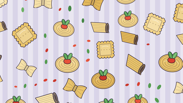 Italian Restaurant Pasta Set Pattern Background