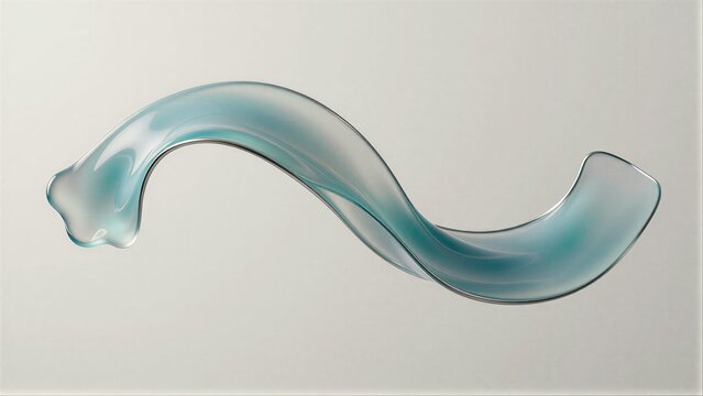 Blue translucent wave-like form against a plain white background.