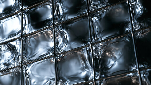 Abstract Wire Mesh Grid Over Textured Reflective Glass