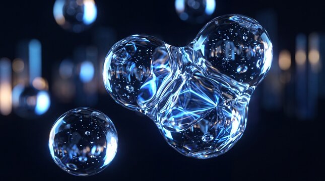 Water Molecule Droplet for Cosmetics and Science Concept