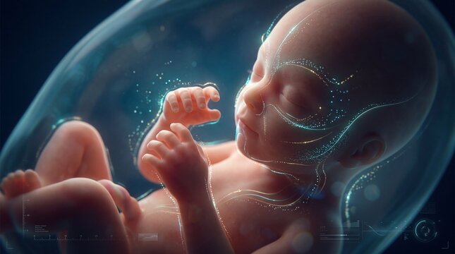 Human Fetus Developing in Futuristic Artificial Womb Capsule