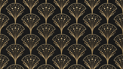 Gatsby palmette patterned desktop wallpaper, dark brown design © Rawpixel.com