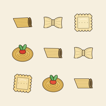 Italian Restaurant Pasta Set Design Elements Collection