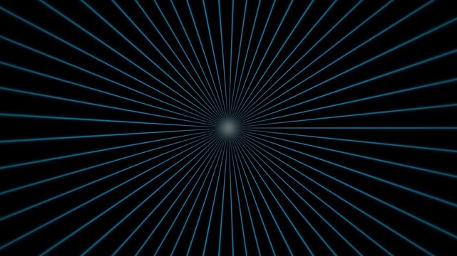 Cyan sharp radial light rays rotating on black video