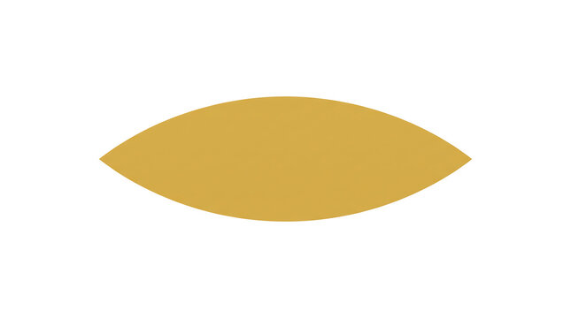 Minimalist gold marquise shape isolated on a plain background as a symmetrical geometric design element