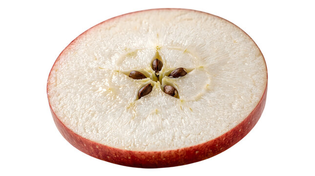 Fresh red apple slice with seeds in the center