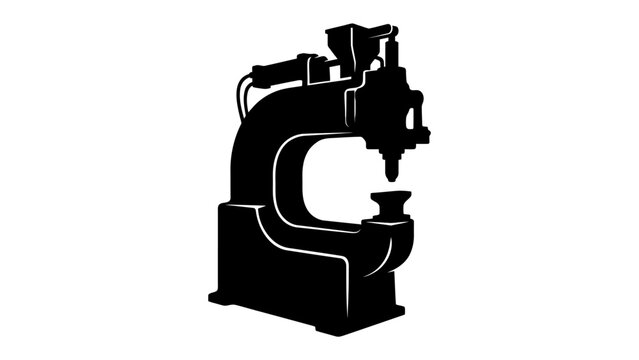 Industrial Riveting Machine Silhouette: A stark black silhouette of an industrial riveting machine, a heavy-duty tool used in manufacturing and construction.