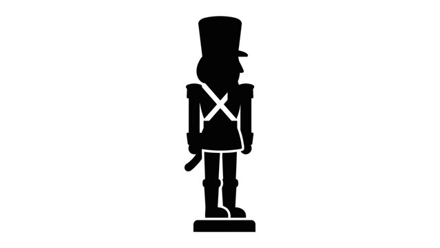 Nutcracker Soldier Silhouette: A stark black silhouette of a traditional nutcracker soldier, standing at attention in its iconic uniform and top hat.