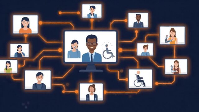 Inclusive Digital Communication and Remote Global Collaboration Network Illustration