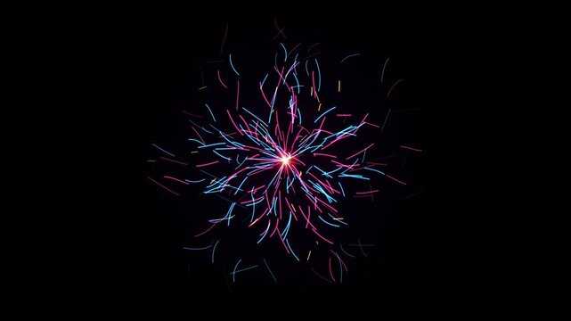 Neon Glowing Light Trails Burst Animation on Black Background