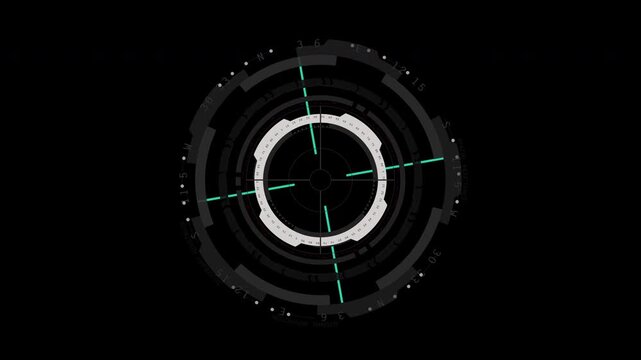 Circular mechanical digital interface pattern with neon light gray technical hud design. Suitable for futuristic technology projects and digital backgrounds.