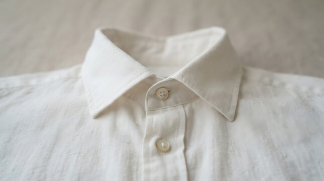 Classic white cotton button down shirt collar featuring delicate texture