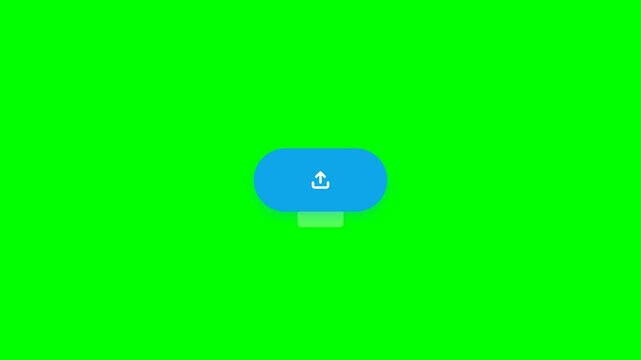 Upload button card with document file on green screen for app interface and cloud upload design