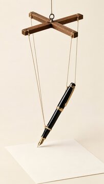 Marionette crossbar suspended above a blank document with a fountain