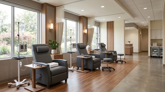 Modern Infusion Therapy Suite - Comfortable Chairs and Natural Light