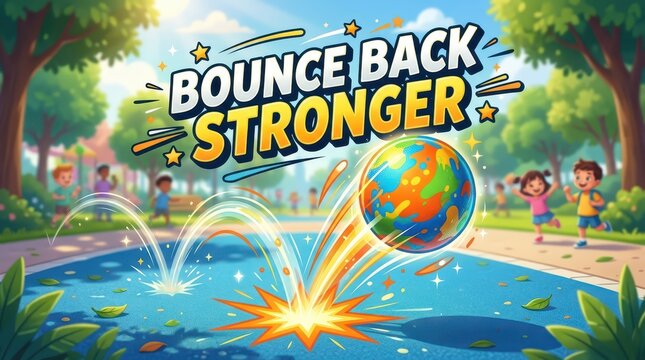 Colorful Egg Bouncing Back Stronger on Water Splash with Kids Playing in Park