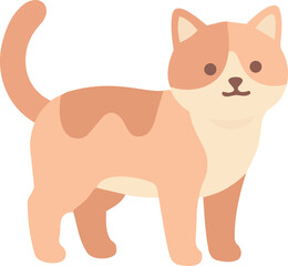 Obraz premium Cute Orange and white cat standing and looking at viewer, flat vector illustration