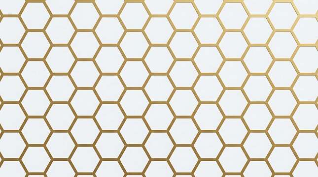 Minimalist abstract gold and white hexagonal pattern geometric background