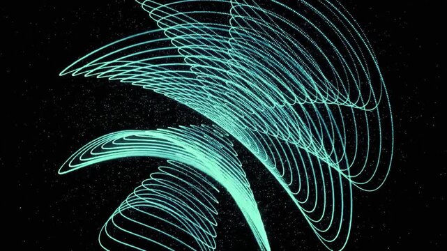Abstract flowing blue light particles forming a swirling tornado shape swirl vortex glowing motion energy