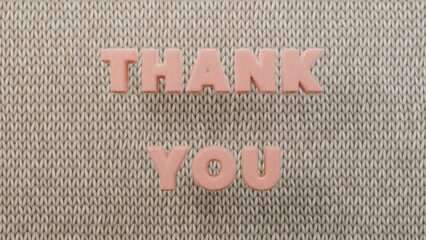 Thank you pink plush letters beige knitted wool gratitude appreciation ideal for greeting cards social media posts blog headers packaging design flyers newsletters and celebration promotions © Aurora Aesthetics