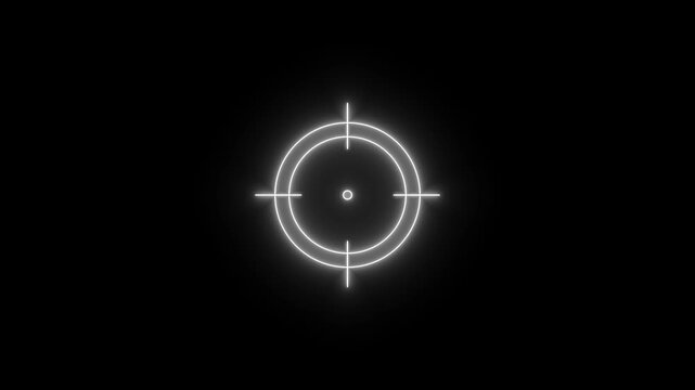 Glowing neon target icon animation. Military training, Military target icon animation. Crosshair, gun aim, sniper target.