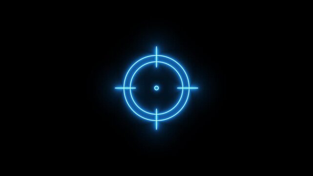Glowing neon target icon animation. Military training, Military target icon animation. Crosshair, gun aim, sniper target.