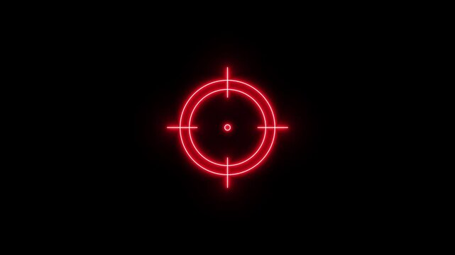 Glowing neon target icon animation. Military training, Military target icon animation. Crosshair, gun aim, sniper target.